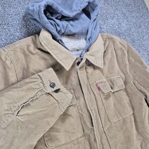 Levi's Corduroy Sherpa Lined Trucker Jacket Mens Large Hooded Brown